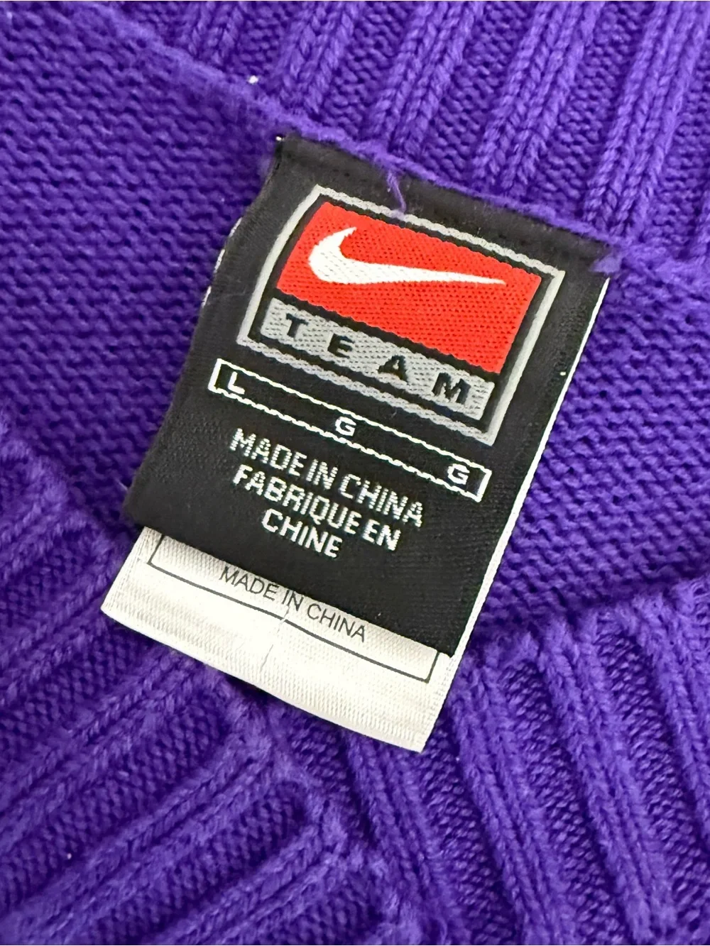 Vintage 2004 Nike Team LSU Tigers Cotton V-Neck Sweater Purple Gold Large RARE